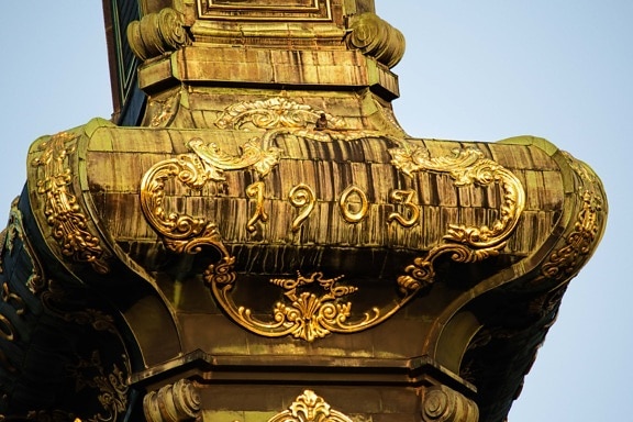steeple, éclat doré, style, fermer, décoration, brillante, baroque, brillante, or, Temple