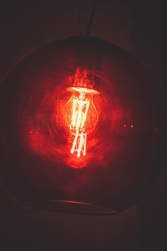 ljuskrona, lampan, mörk röd, ljus, glödlampa, ljusa, moderna, runda, vintage, tråd