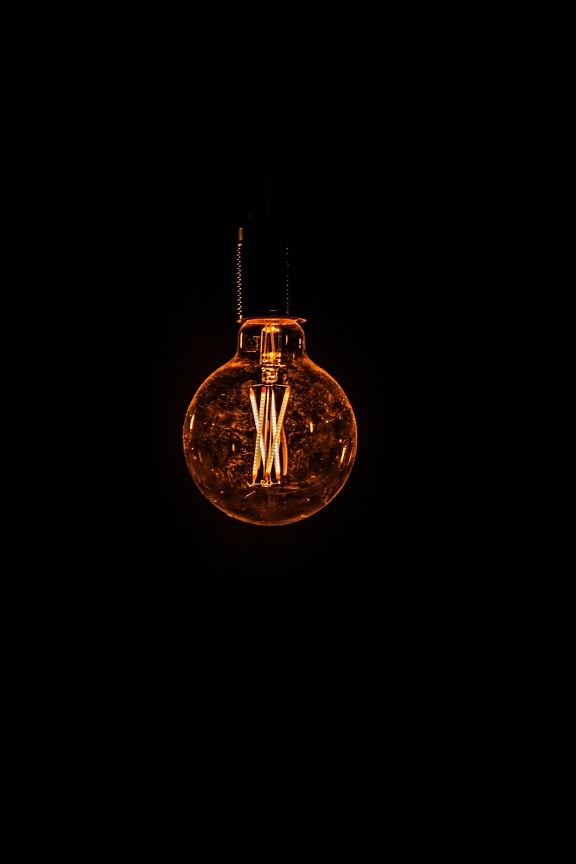 idea, light bulb, science, dark, background, wire, glass, light, illuminated, bright