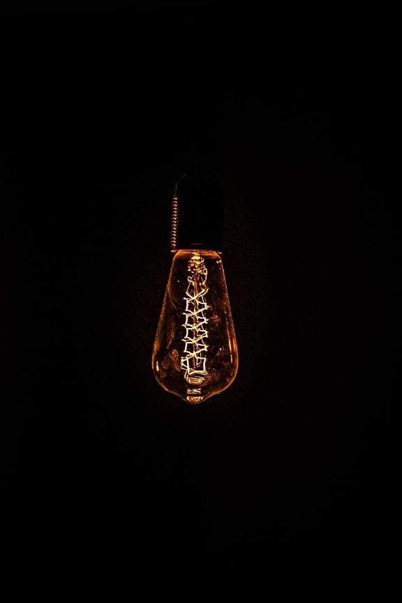 lâmpada de iluminação, vintage, energia, escuridão, lúmen, fios, filamento, Escuro, arte, reflexão