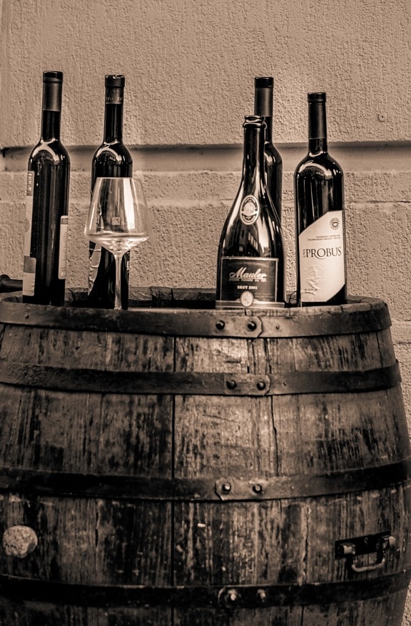 winery, red wine, glass, wine, crystal, barrel, drink, basement, bottle, vintage