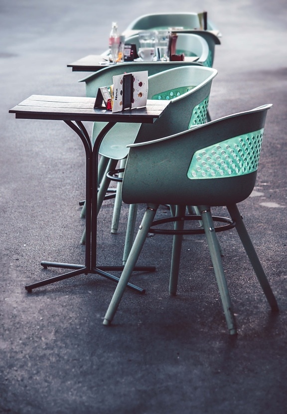restaurant, pandemic, empty, chair, furniture, table, seat, vintage, street, outdoors
