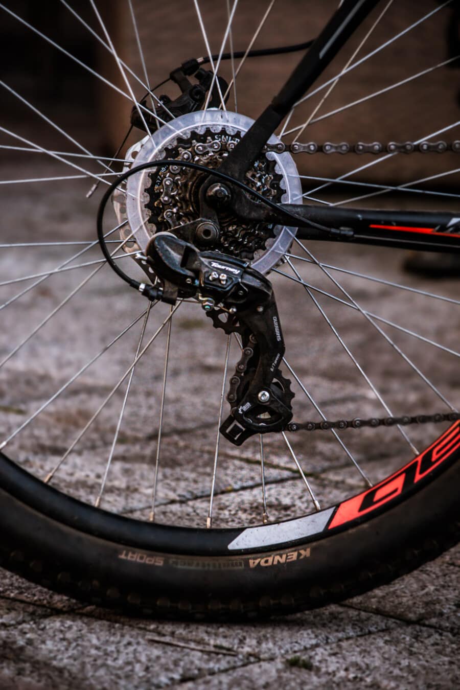 close-up, bicycle, gear, gearshift, device, bike, wheel, brake, tire, rim