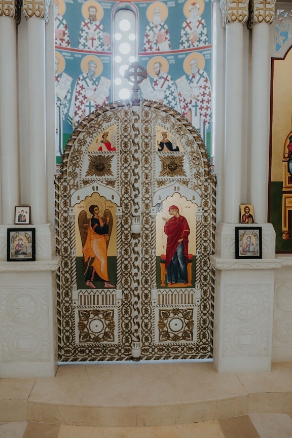 orthodox, door, altar, painting, fine arts, handmade, saint, angel, vestment, temple