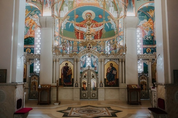 ortodoxe, biserica, Serbia, decoraţiuni interioare, Altarul, podea, mozaic, catedrala, structura, arhitectura