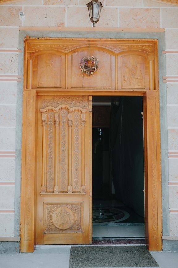 Вхід, шлюз, портал, передні двері, монастир, Столярні, Дорвей, двері, архітектура, деревина
