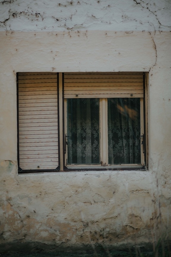 jendela, lama, rumah, pembusukan, kotor, meninggalkan, dinding, arsitektur, terlantar, konstruksi