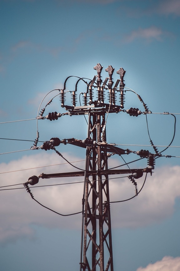 elektřina, mřížka, přenos, distribuce, síť, napětí, věž, energii, kabel, elektrické