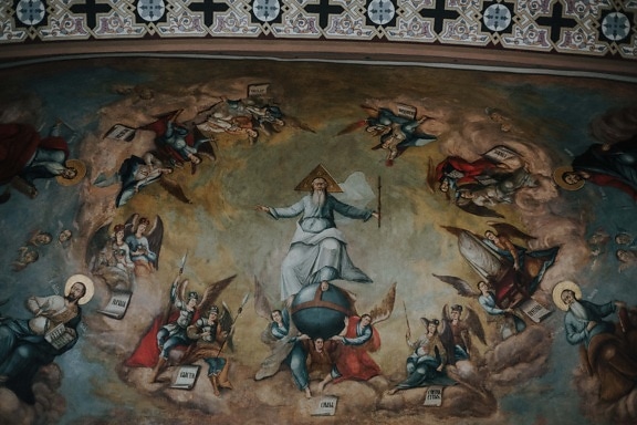 christianity, angel, mural, ceiling, saint, goddess, rebirth, fine arts, artwork, medieval