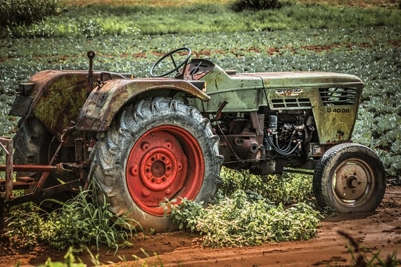 tractor, old, diesel, engine, rural, agriculture, machine, tool, vehicle, wheel