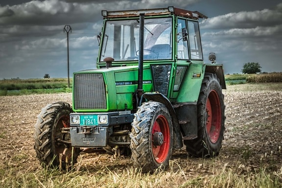 traktor, grön, jordbruk, fältarbete, jord, maskiner, utrustning, maskin, fordon, industrin