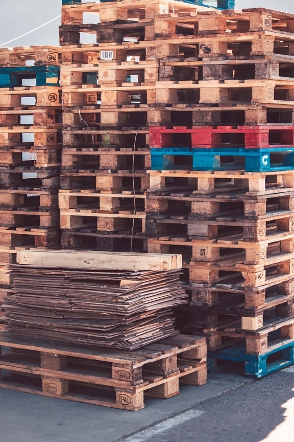 wooden, stacks, pallet, warehouse, waste, pile, industrial, storage, logistics, industry