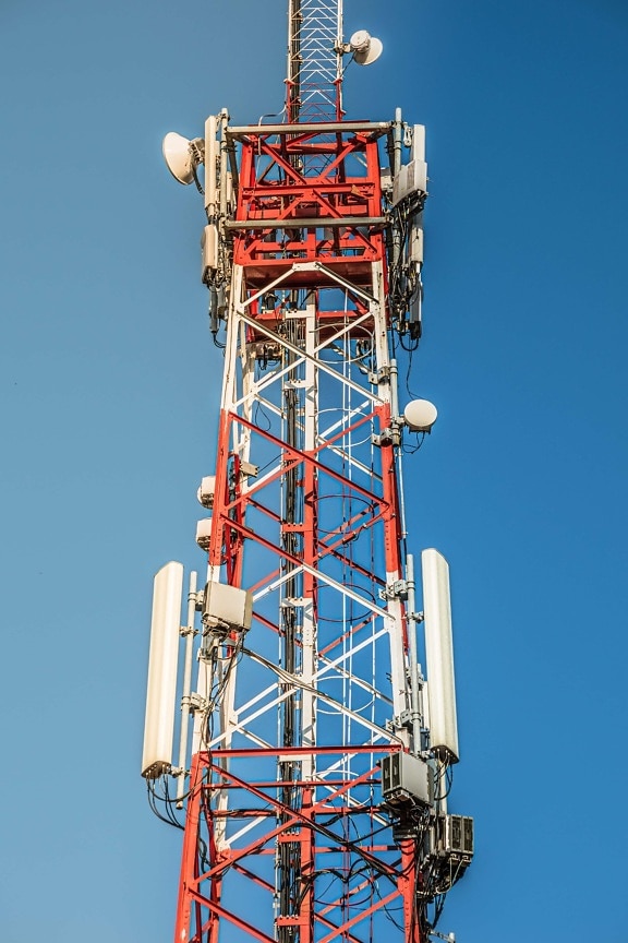 penguat, nirkabel, telekomunikasi, industri, Menara, antena, tinggi, baja, perangkat, teknologi