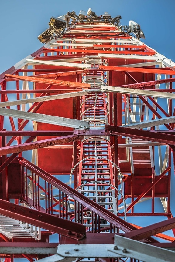 pyloon, draadloze, toren, telecommunicatie, structuur, metaal, staal, bouw, hoge, het platform