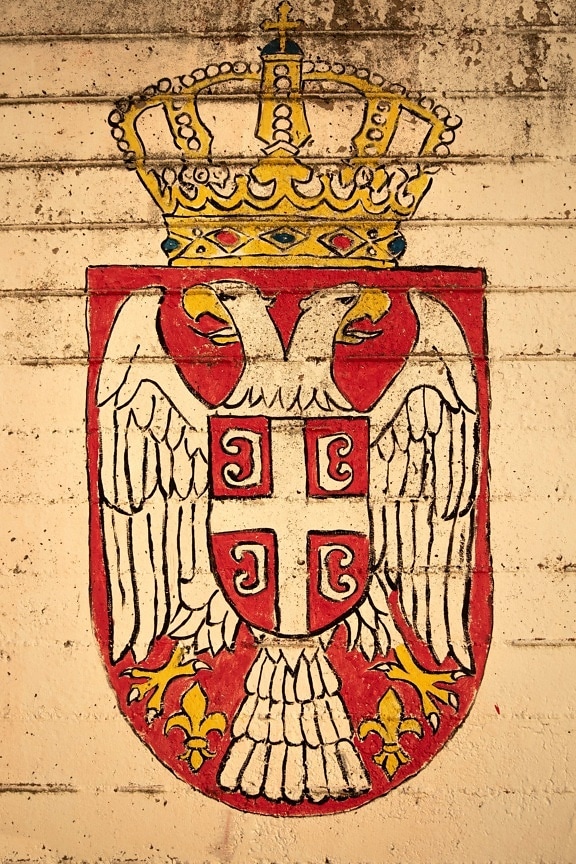 symmetri, symbol, heraldik, Serbien, graffiti, arv, krone, kotka, gamle, gamle