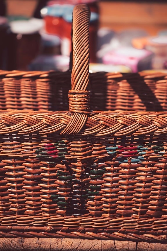 cesta de vime, tradicional, feito à mão, marrom, de madeira, produto, cesta, vime, madeira, textura