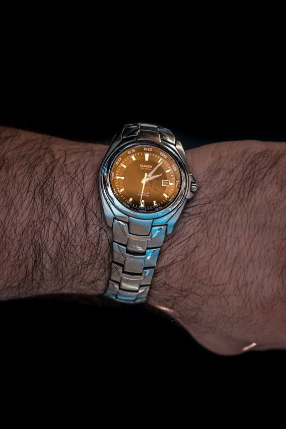analog klocka, armbandsur, klassisk, krom, gammal stil, rostfritt stål, hand, tid, tidmätare, klocka