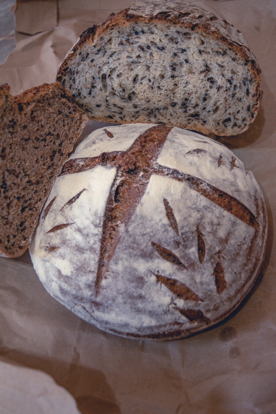 kitchen table, organic, wholemeal bread, sesame, seed, rye, bread, food, flour, wheat