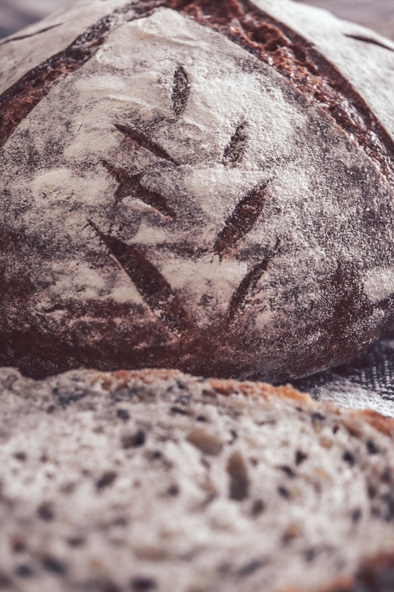 wholemeal flour, wholemeal bread, close-up, crust, flour, nature, baking, wheat, bread, food