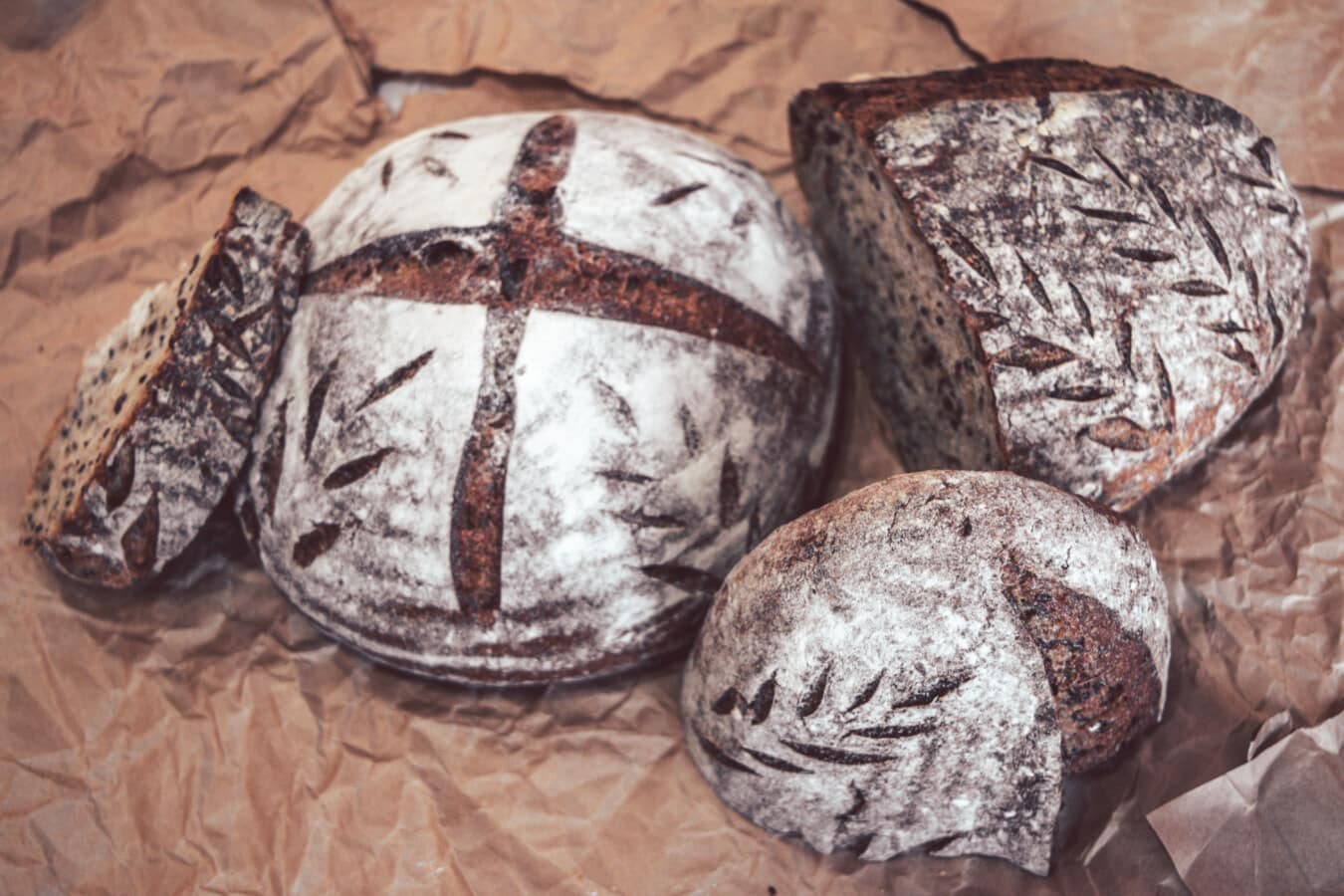baked goods, bread, wholemeal bread, traditional, crust, roast, dark, food, old, delicious