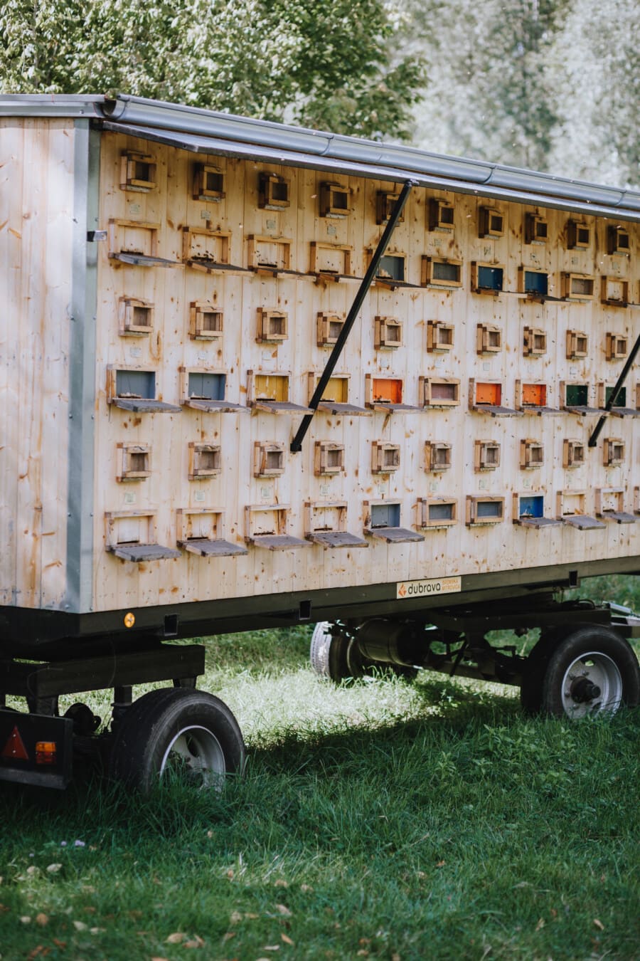 beehive, truck, trailer, boxes, vehicle, transport, cargo, wagon, industry, outdoors