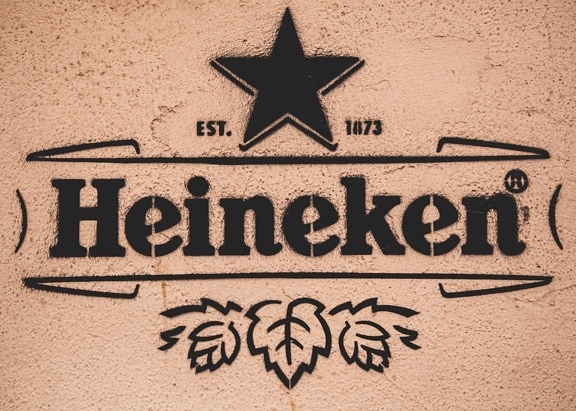 Heineken, Graffiti, Zeichen, Jahrgang, alten Stil, Altmodisch, Schwarz, Text, alt, Retro