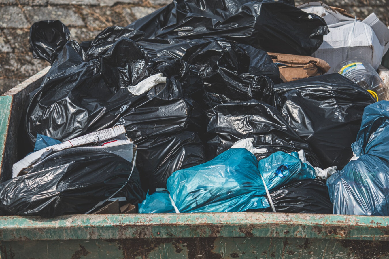 kierrätys, jätettä, roskat, kontti, jätteiden, roskakoriin, pilaantumisen, ympäristössä, Roskaposti, kaatopaikan