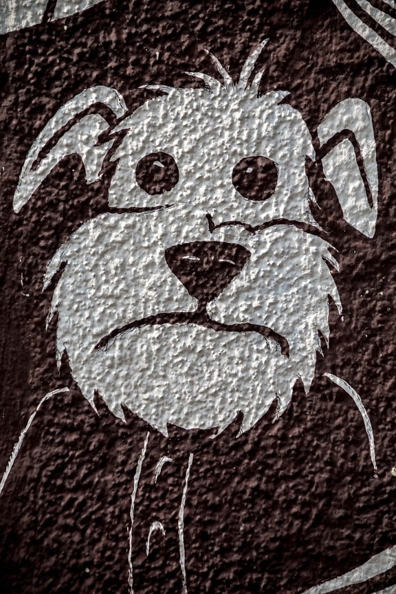 Graffiti, con chó, buồn cười, màu đen và trắng, kết cấu, nghệ thuật, minh hoạ, cũ, hoài niệm, biểu tượng