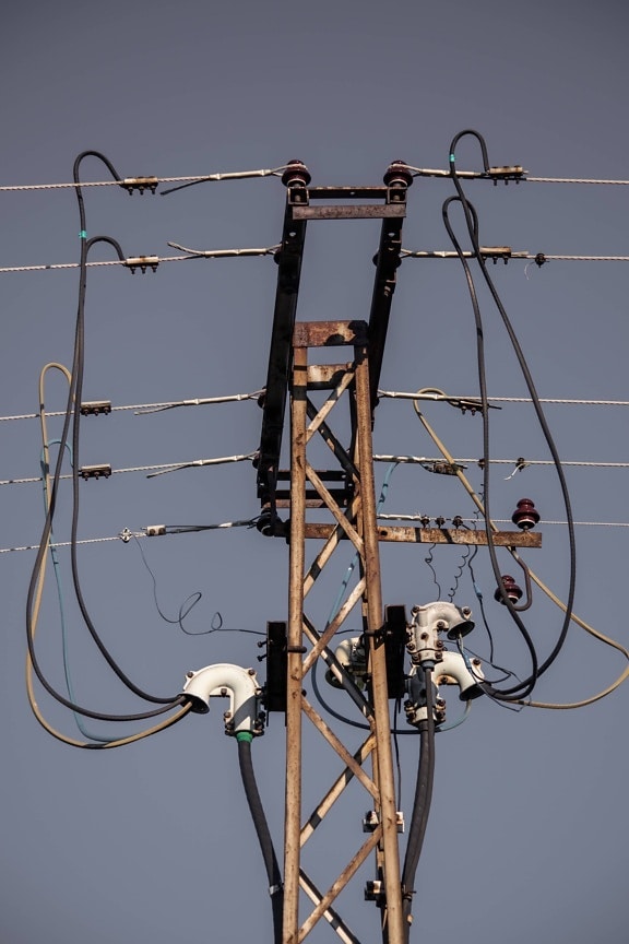 pylon, elektrisitet, rutenett, overføring, høy, spenning, distribusjon, kabel, metalltråd, energi