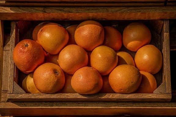 box, wooden, oranges, ripe fruit, marketplace, fruit, vitamin, healthy, food, diet