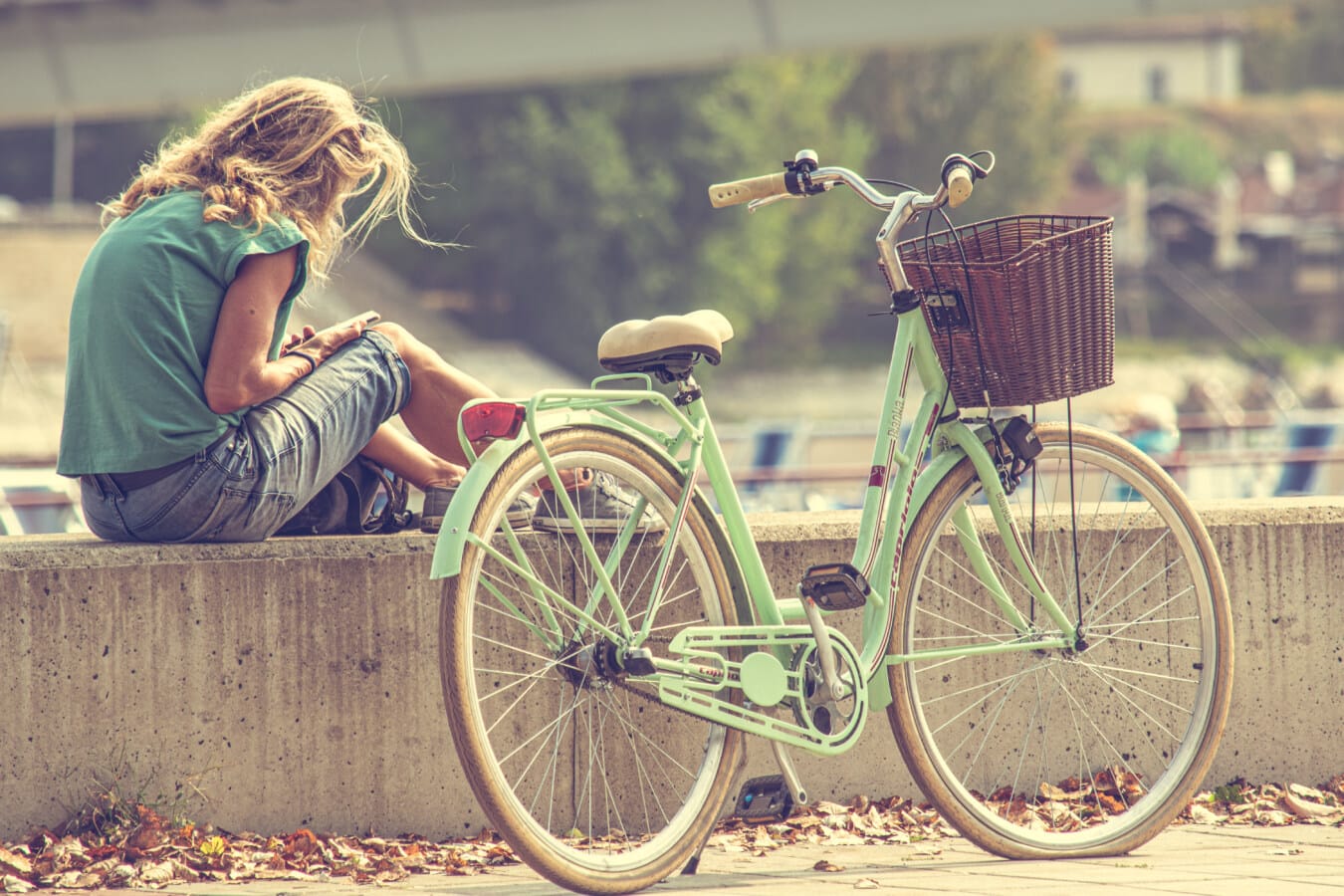 blonde, summer season, relaxing, outdoor, enjoyment, bicycle, lifestyle, vehicle, conveyance, wheel