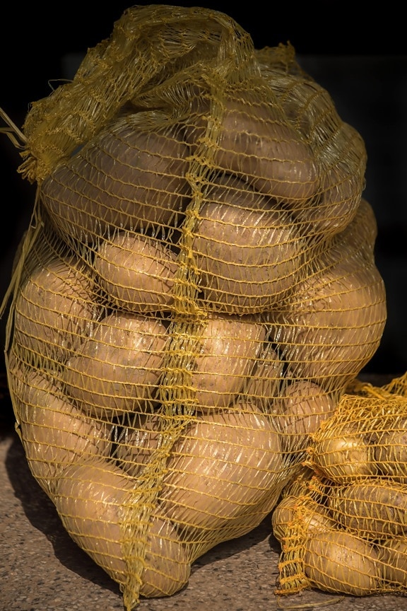sweet potato, sack, yellowish brown, organic, potatoes, agriculture, products, food, market, nature