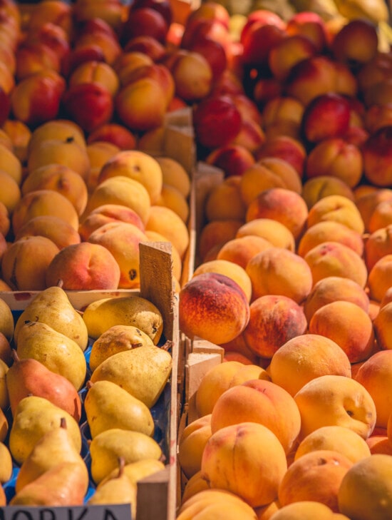 abrikoos, perzik, oranje geel, rijp fruit, marktplaats, vitaminen, antioxidant, voedsel, produceren, vrucht