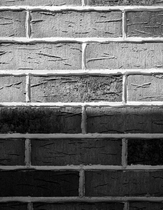 murstein, mørtel, svart-hvitt, murstein, grå, mur, vegg, gamle, overflate, tekstur