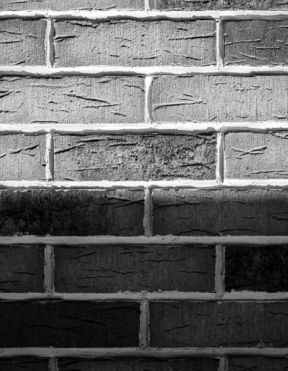 briques, mortier, noir et blanc, brique, gris, maçonnerie, mur, vieux, surface, texture