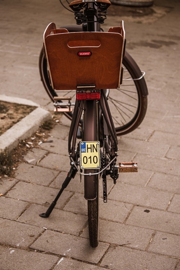 registration plates, old style, bicycle, vintage, classic, box, wooden, nostalgia, street, old