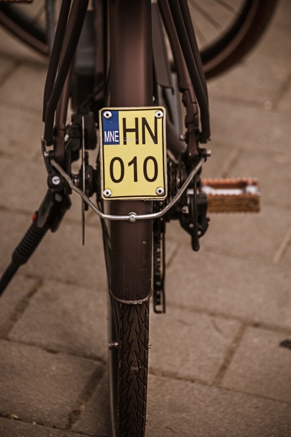 nummerplader, cykel, tegn, nostalgi, årgang, klassikko, hjulet, gamle, retro, udendørs