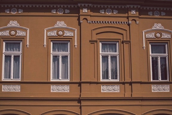 Casa, pared, marrón claro, estilo arquitectónico, barroco, residencial, hecho a mano, histórico, ventana, arquitectura