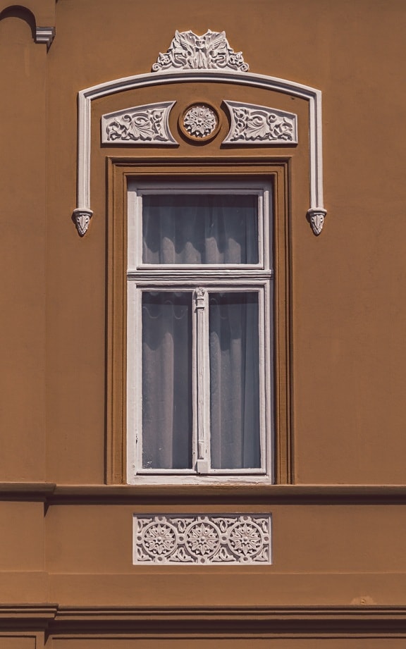 barroco, estilo arquitetônico, arabesco, janela, fachada, parede, marrom claro, cor, arquitetura, clássico