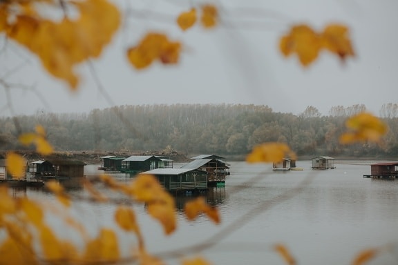 autumn season, calm, atmosphere, majestic, houses, floating, water, weather, landscape, nature