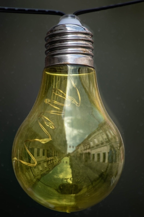 yellowish, light bulb, yellow, wires, reflection, transparent, glass, electricity, illuminated, light