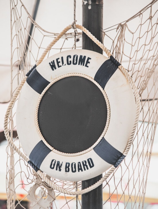 bienvenue, signe, gilet de sauvetage, corde, voilier, équipement, bateau, sécurité, sécurité, vieux