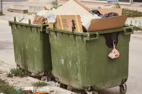 Müll, Papierkorb, Container, Abfälle, Straße, Stadtregion, Container, Recycling, im Feld, Verschmutzung