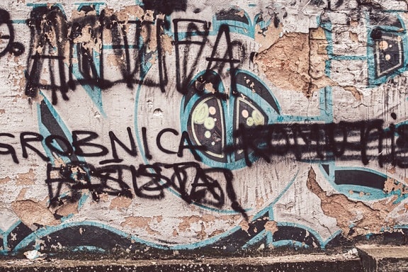 Graffiti, Grunge, carie, mur, abandonné, vandalisme, urbain, pulvérisation, peinture murale, aérographe