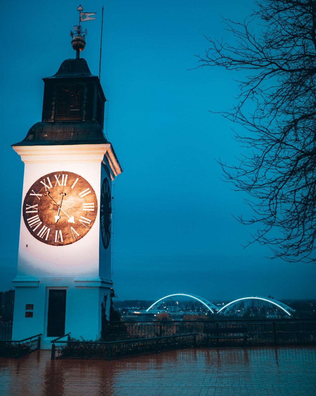 vartegn, tårn, analogt ur, Panorama, aften, turistattraktion, bybilledet, daggry, tid, ur
