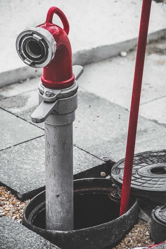 pipe, hydrant, pipeline, pole, street, pollution, industry, pavement, steel, safety