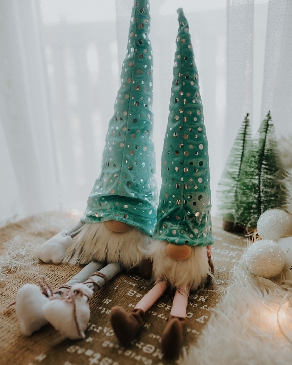 Hat, gracioso, enano, muñecas, regalos, juguetes, Navidad, tradicional, verde oscuro, decoración