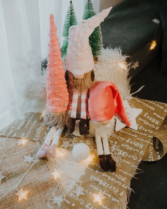 hadiah, tahun baru, boneka, kurcaci, dekorasi, mainan, Natal, di dalam ruangan, pohon natal, dekoratif