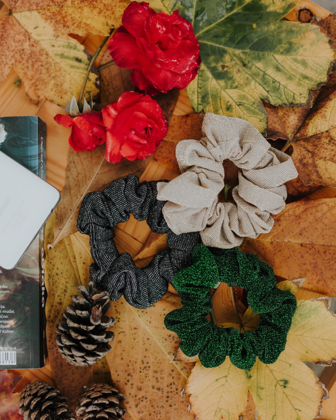 ribbon, cotton, headband, sewing, handmade, decoration, still life, leaf, autumn, leaves