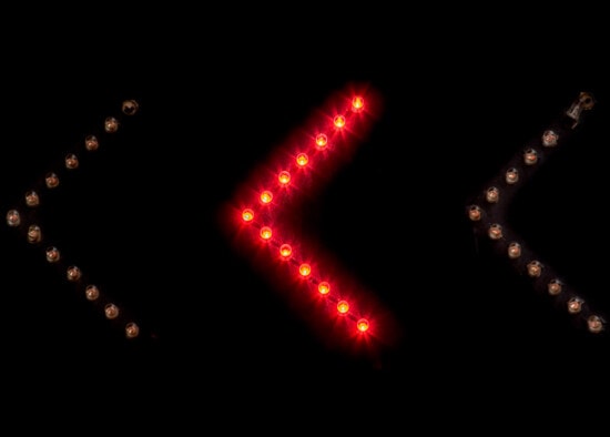 diode, arrow, red light, illumination, dark red, sign, device, bright, shining, color